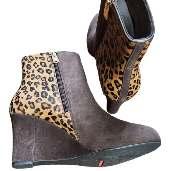 Rockport Seven to 7 suede heeled boots brown and leopard size 9 NEW - Picture 3 of 8